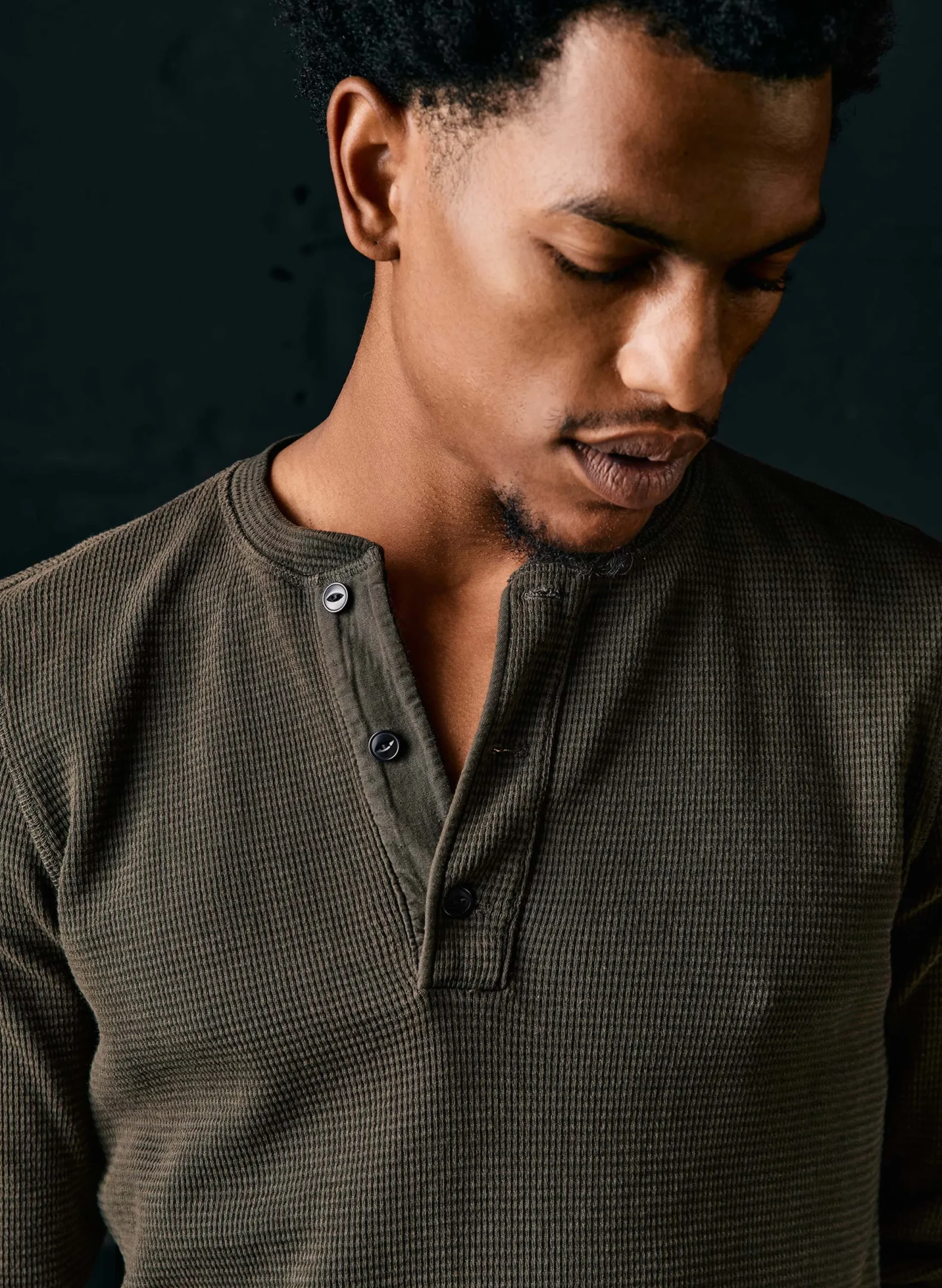 imogene + willie The Knit Waffle Henley In Forest| Knits & Sweaters