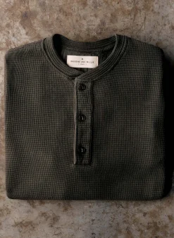 imogene + willie The Knit Waffle Henley In Forest| Knits & Sweaters
