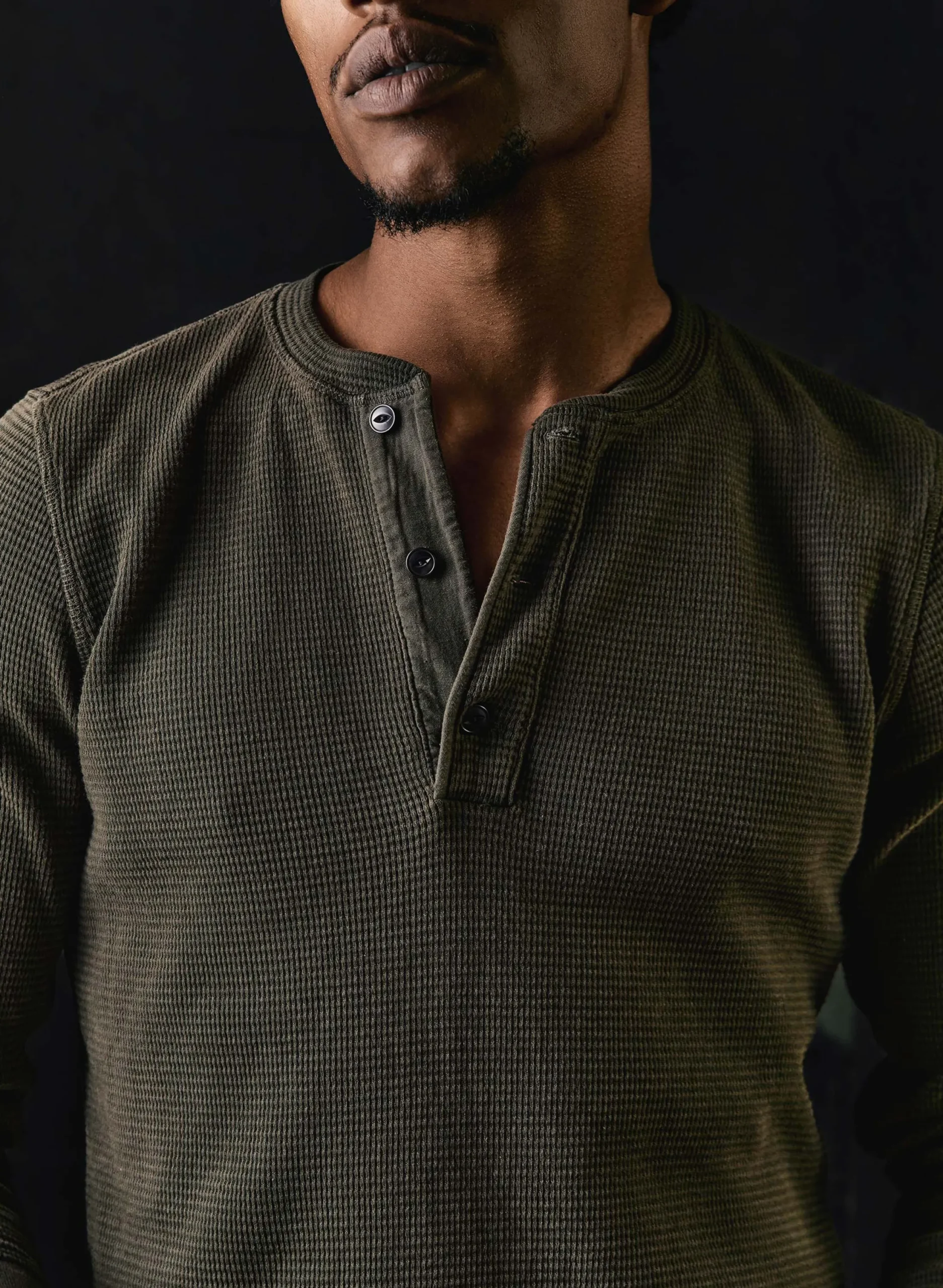 imogene + willie The Knit Waffle Henley In Forest| Knits & Sweaters