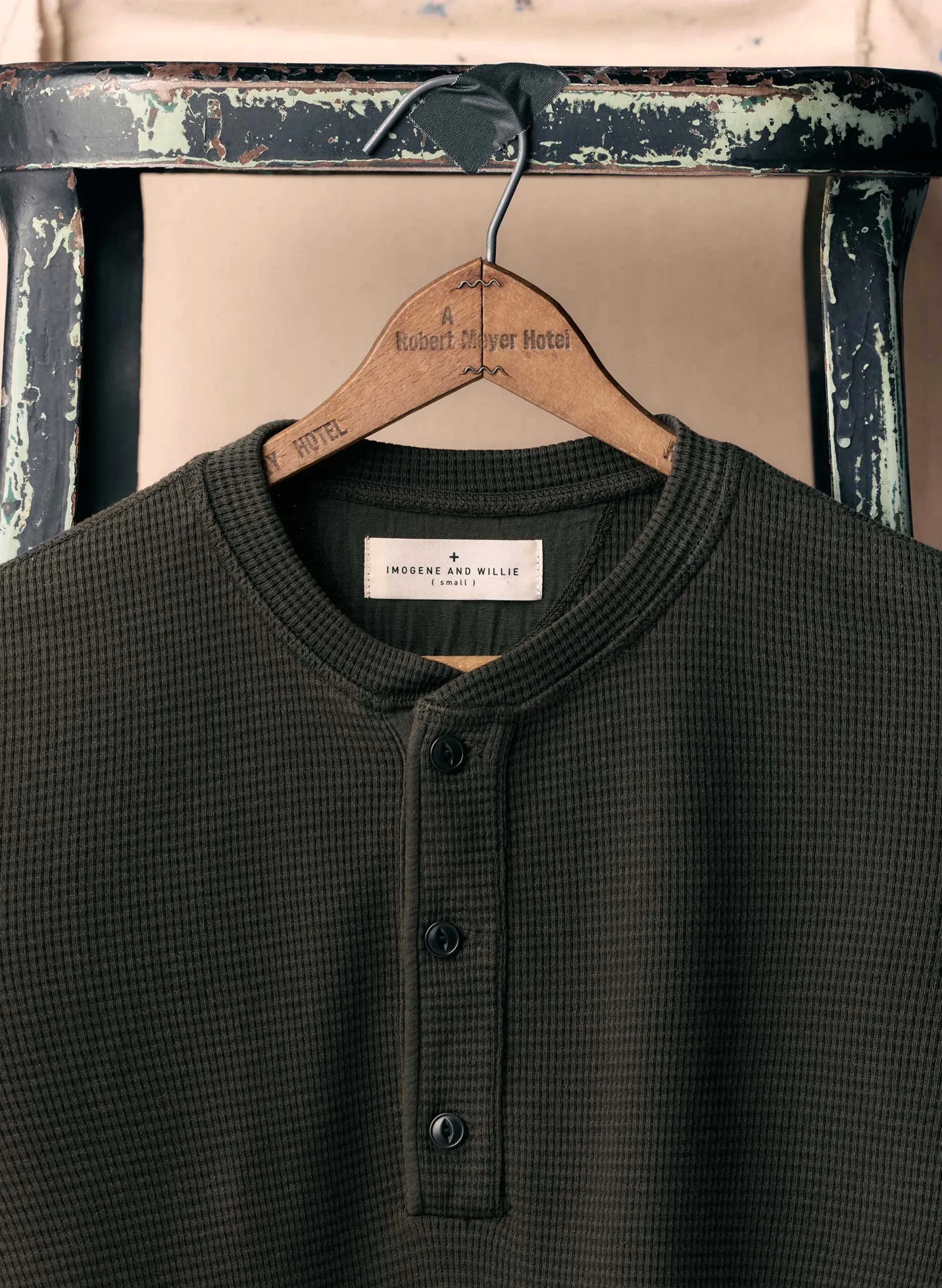 imogene + willie The Knit Waffle Henley In Forest| Knits & Sweaters