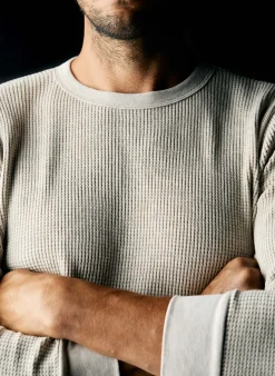 imogene + willie The Long Sleeve Thermal Crew In Ash| Knits & Sweaters