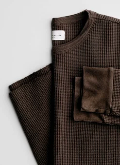 imogene + willie The Long Sleeve Thermal Crew In Brown| Knits & Sweaters