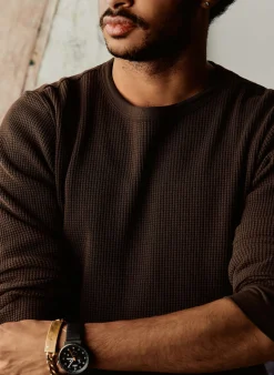 imogene + willie The Long Sleeve Thermal Crew In Brown| Knits & Sweaters