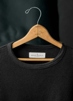 imogene + willie The Long Sleeve Thermal Crew In Faded Black| Knits & Sweaters