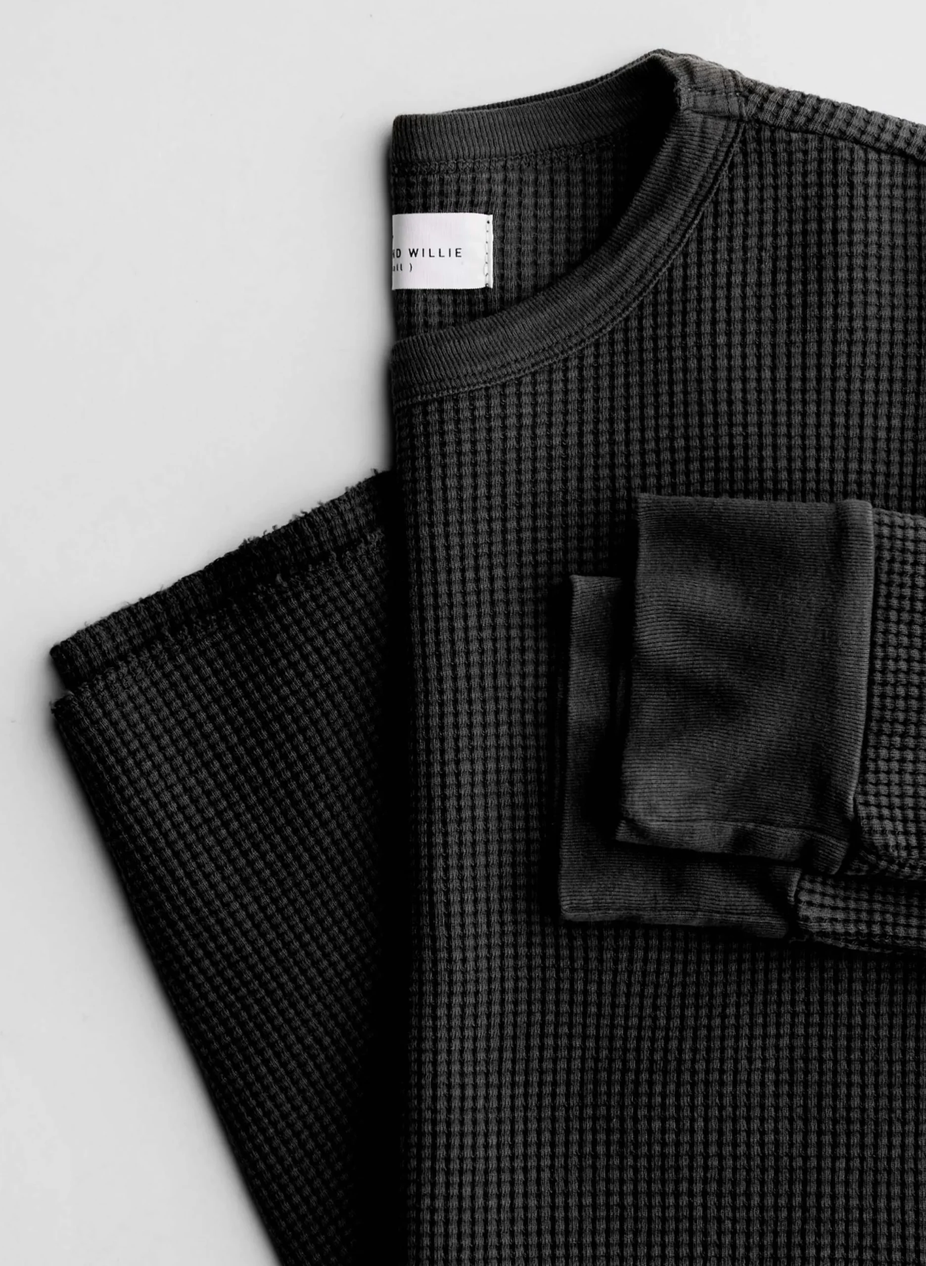 imogene + willie The Long Sleeve Thermal Crew In Faded Black| Knits & Sweaters