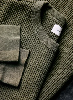 imogene + willie The Long Sleeve Thermal Crew In Olive| Knits & Sweaters