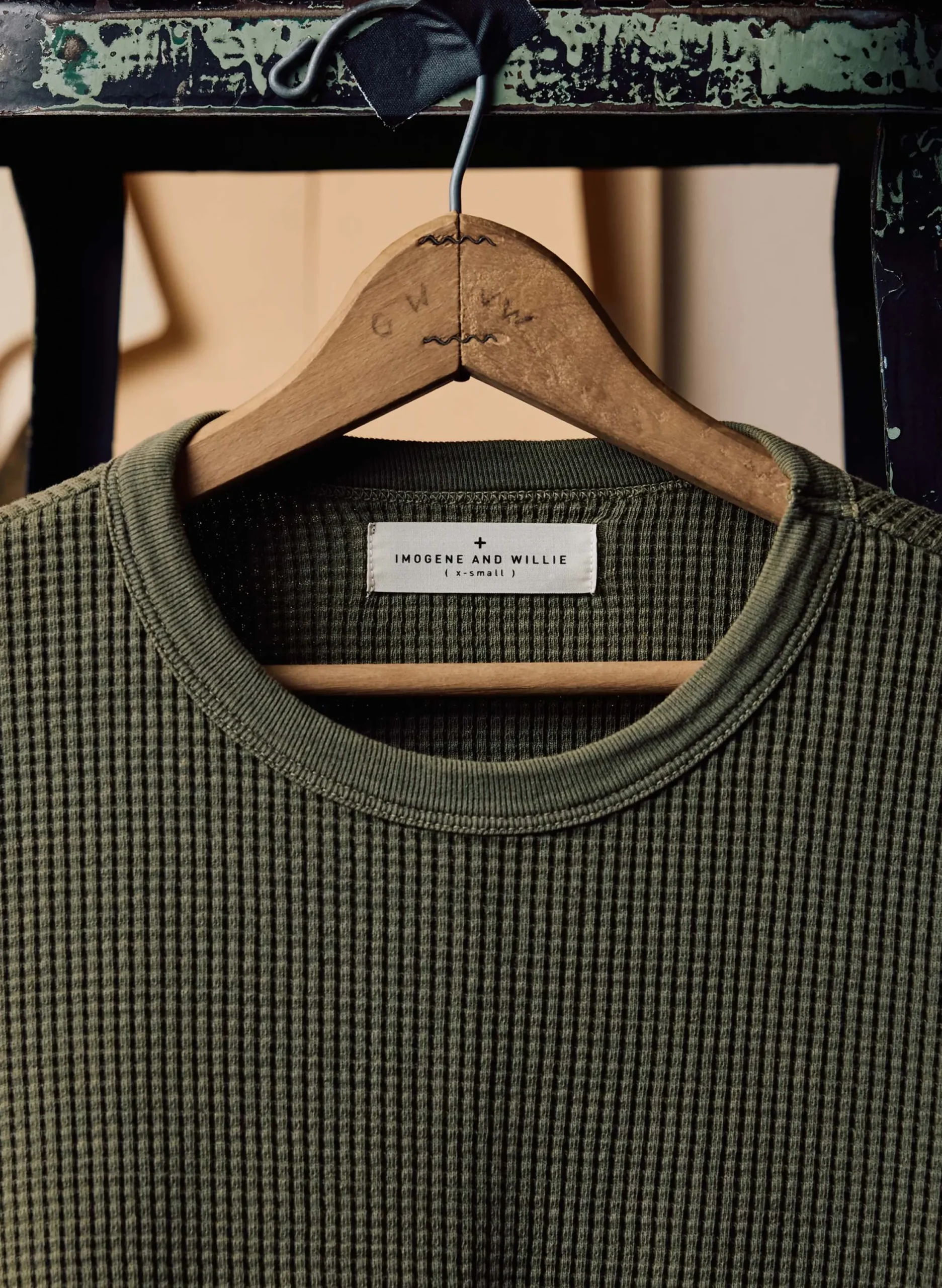 imogene + willie The Long Sleeve Thermal Crew In Olive| Knits & Sweaters