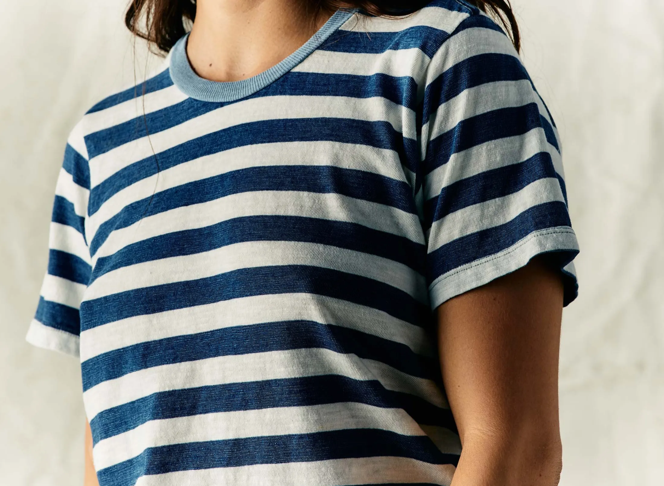 imogene + willie The Novel Knit Indigo Stripe Tee|Women Tees + Tanks