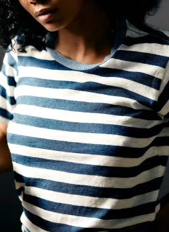 imogene + willie The Novel Knit Indigo Stripe Tee|Women Tees + Tanks