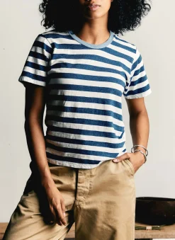 imogene + willie The Novel Knit Indigo Stripe Tee|Women Tees + Tanks