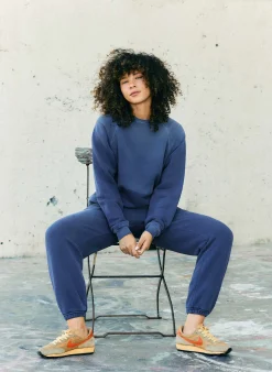 imogene + willie The Old School Crew In Faded Blue|Women Knits & Sweaters|Knits & Sweaters