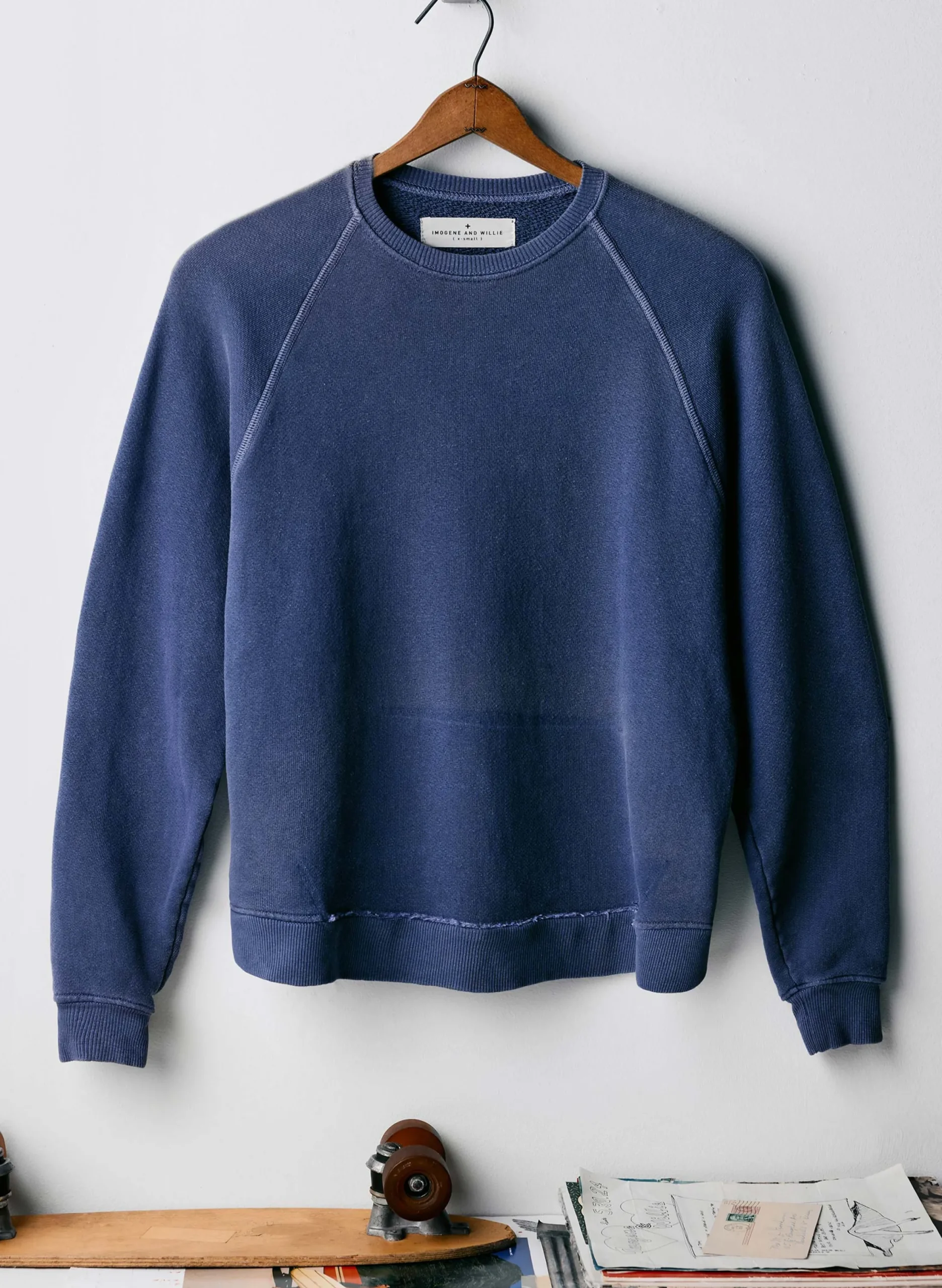 imogene + willie The Old School Crew In Faded Blue|Women Knits & Sweaters|Knits & Sweaters
