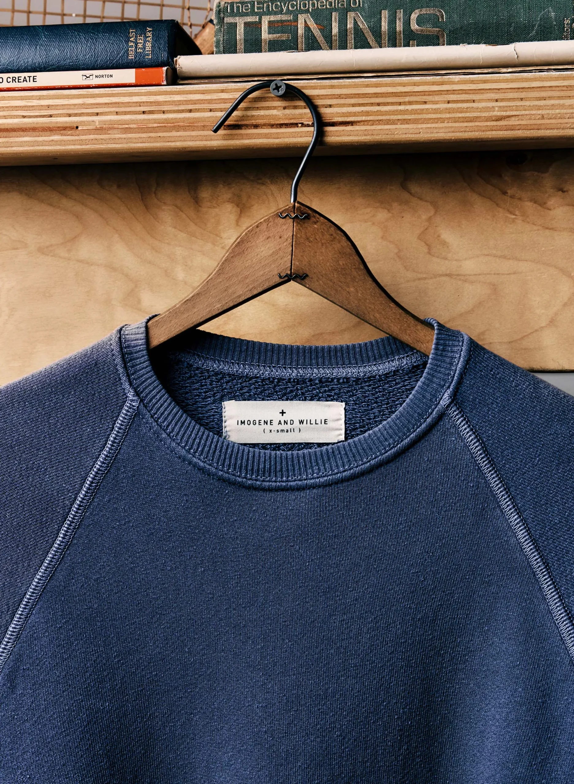 imogene + willie The Old School Crew In Faded Blue|Women Knits & Sweaters|Knits & Sweaters