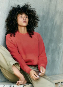 imogene + willie The Old School Crew In Faded Red|Women Knits & Sweaters|Knits & Sweaters