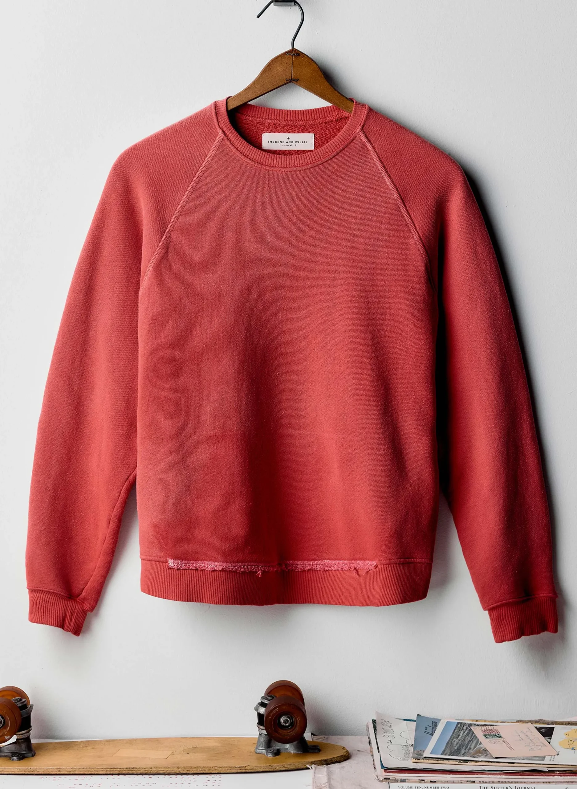imogene + willie The Old School Crew In Faded Red|Women Knits & Sweaters|Knits & Sweaters