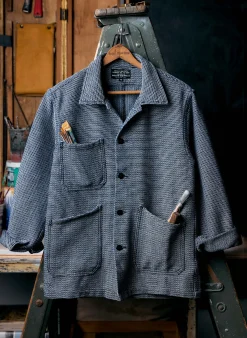 imogene + willie The Painters Coat In Indigo Cream Sashiko|Women Jackets