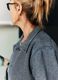 imogene + willie The Painters Coat In Indigo Cream Sashiko|Women Jackets