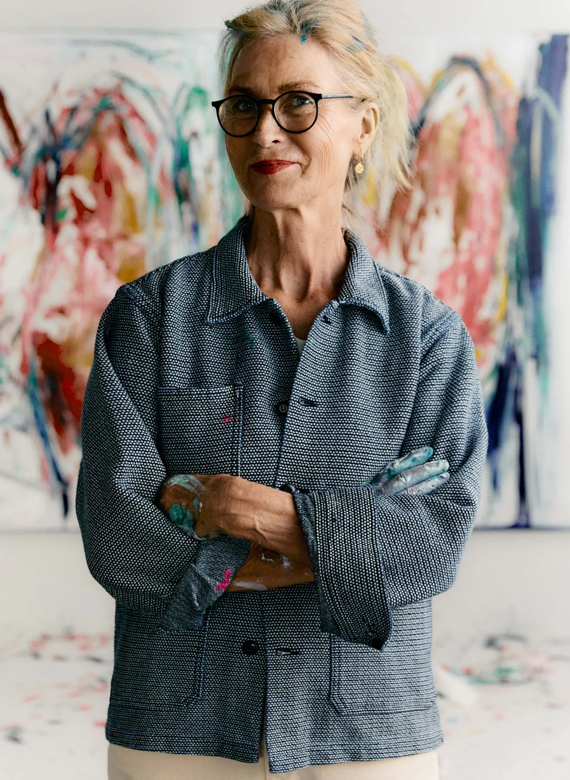 imogene + willie The Painters Coat In Indigo Cream Sashiko|Women Jackets