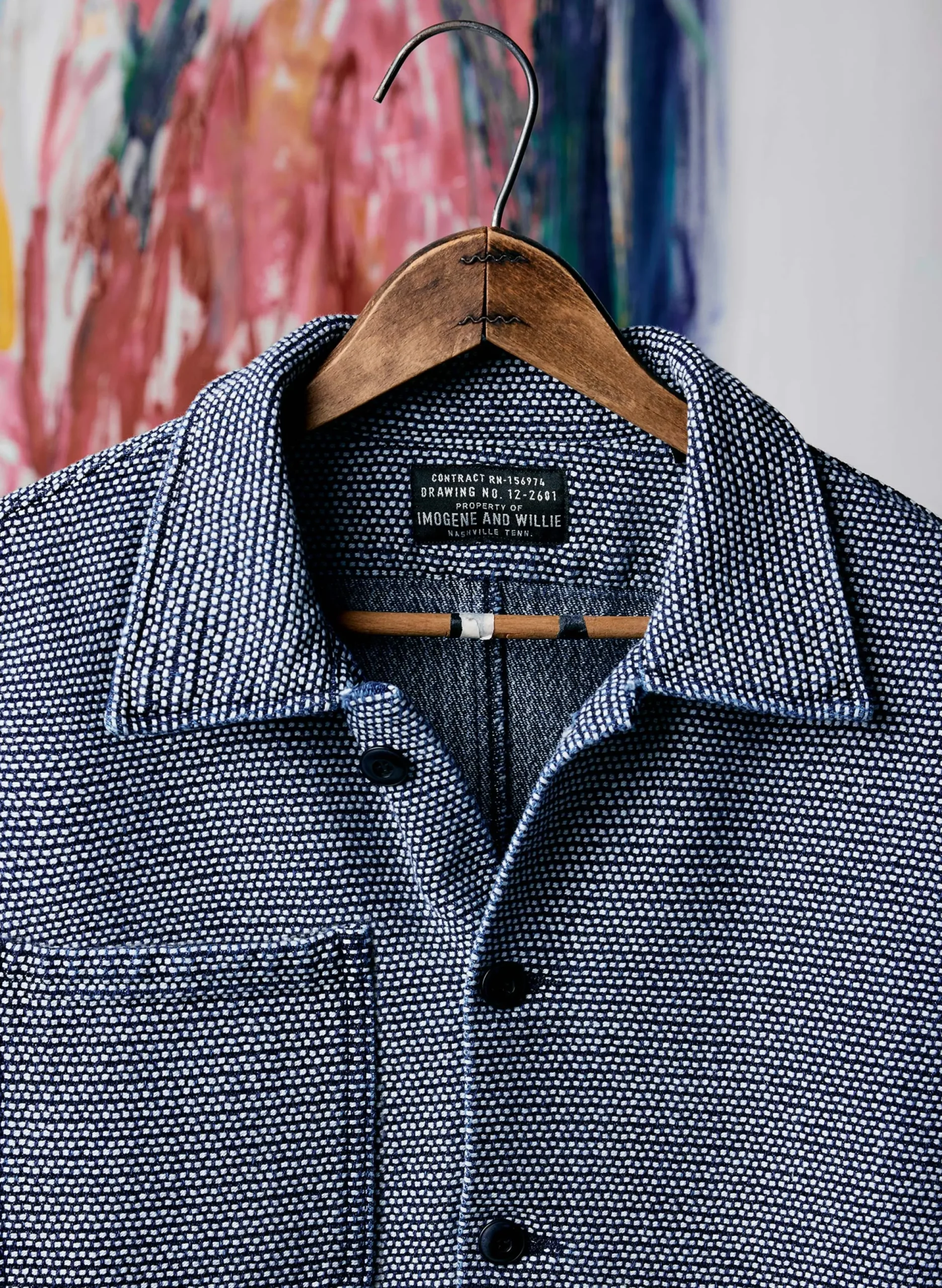 imogene + willie The Painters Coat In Indigo Cream Sashiko|Women Jackets