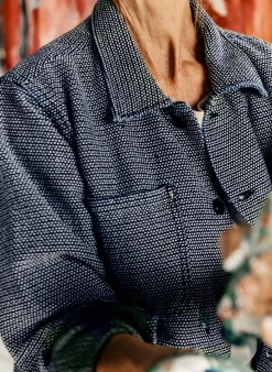 imogene + willie The Painters Coat In Indigo Cream Sashiko|Women Jackets