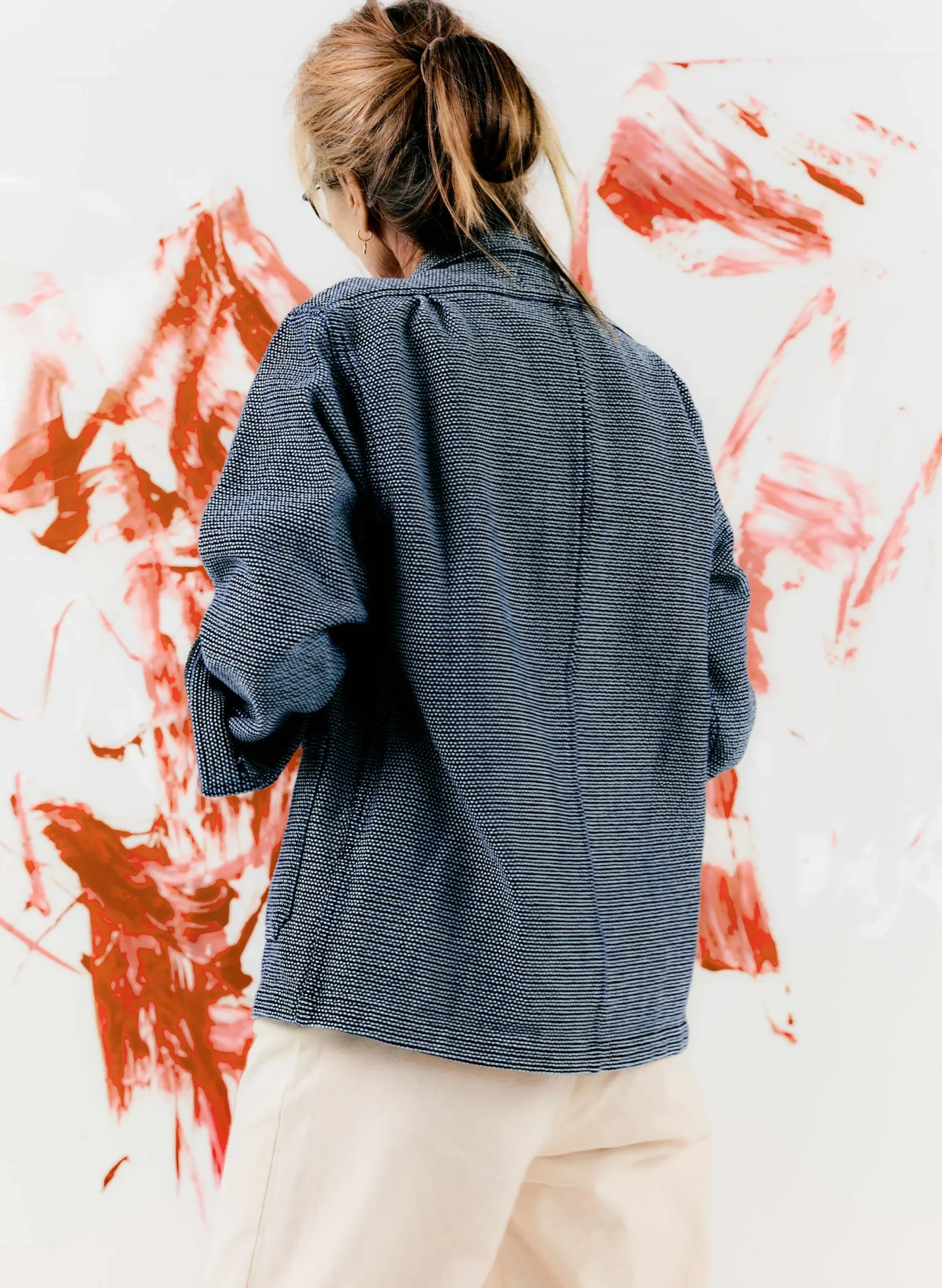 imogene + willie The Painters Coat In Indigo Cream Sashiko|Women Jackets