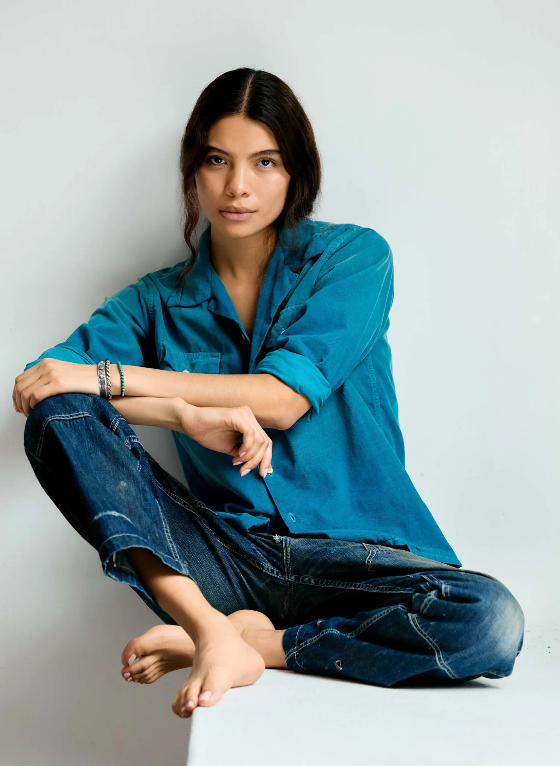 imogene + willie The Palmer Corduroy Shirt In Teal|Women Shirts
