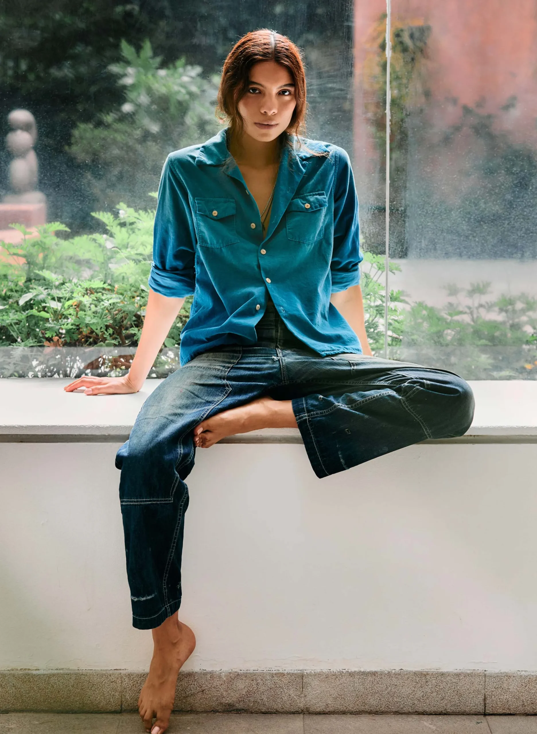 imogene + willie The Palmer Corduroy Shirt In Teal|Women Shirts