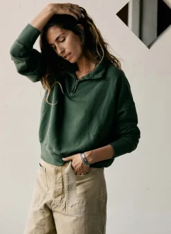 imogene + willie The Quarter Zip Forest Green Pullover|Women Knits & Sweaters|Jackets