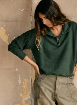 imogene + willie The Quarter Zip Forest Green Pullover|Women Knits & Sweaters|Jackets
