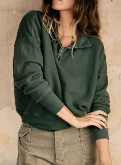 imogene + willie The Quarter Zip Forest Green Pullover|Women Knits & Sweaters|Jackets