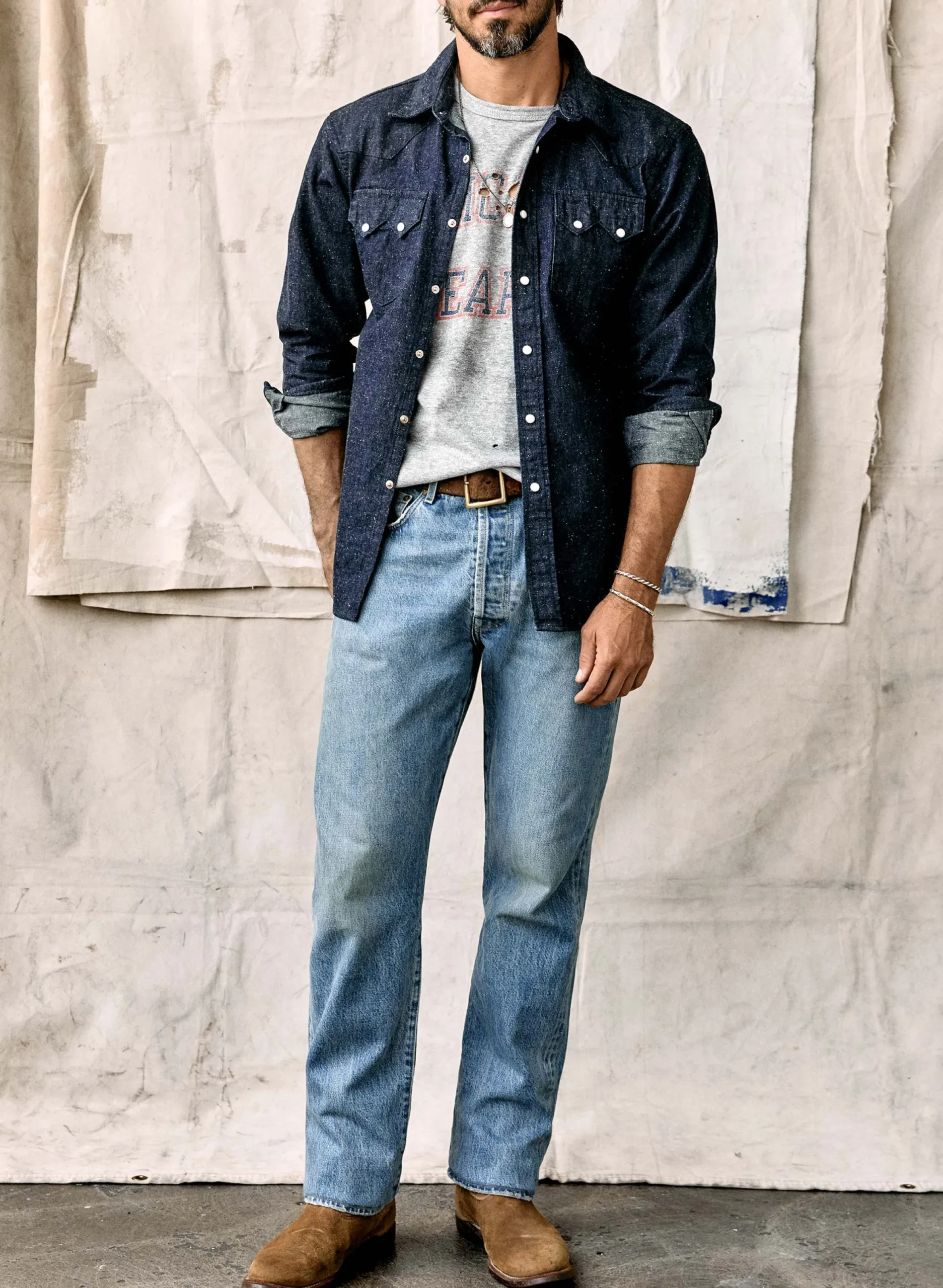 imogene + willie The Sawtooth Pearl Snap In Indigo Nep| Shirts