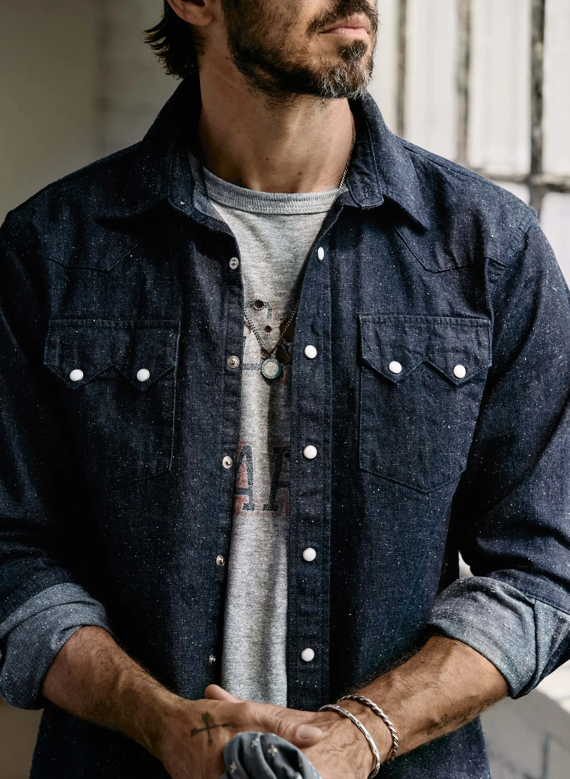 imogene + willie The Sawtooth Pearl Snap In Indigo Nep| Shirts