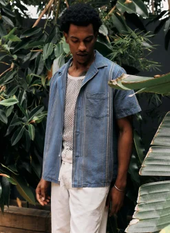 imogene + willie The Serra Camp Shirt In Washed Indigo Stripe| Shirts
