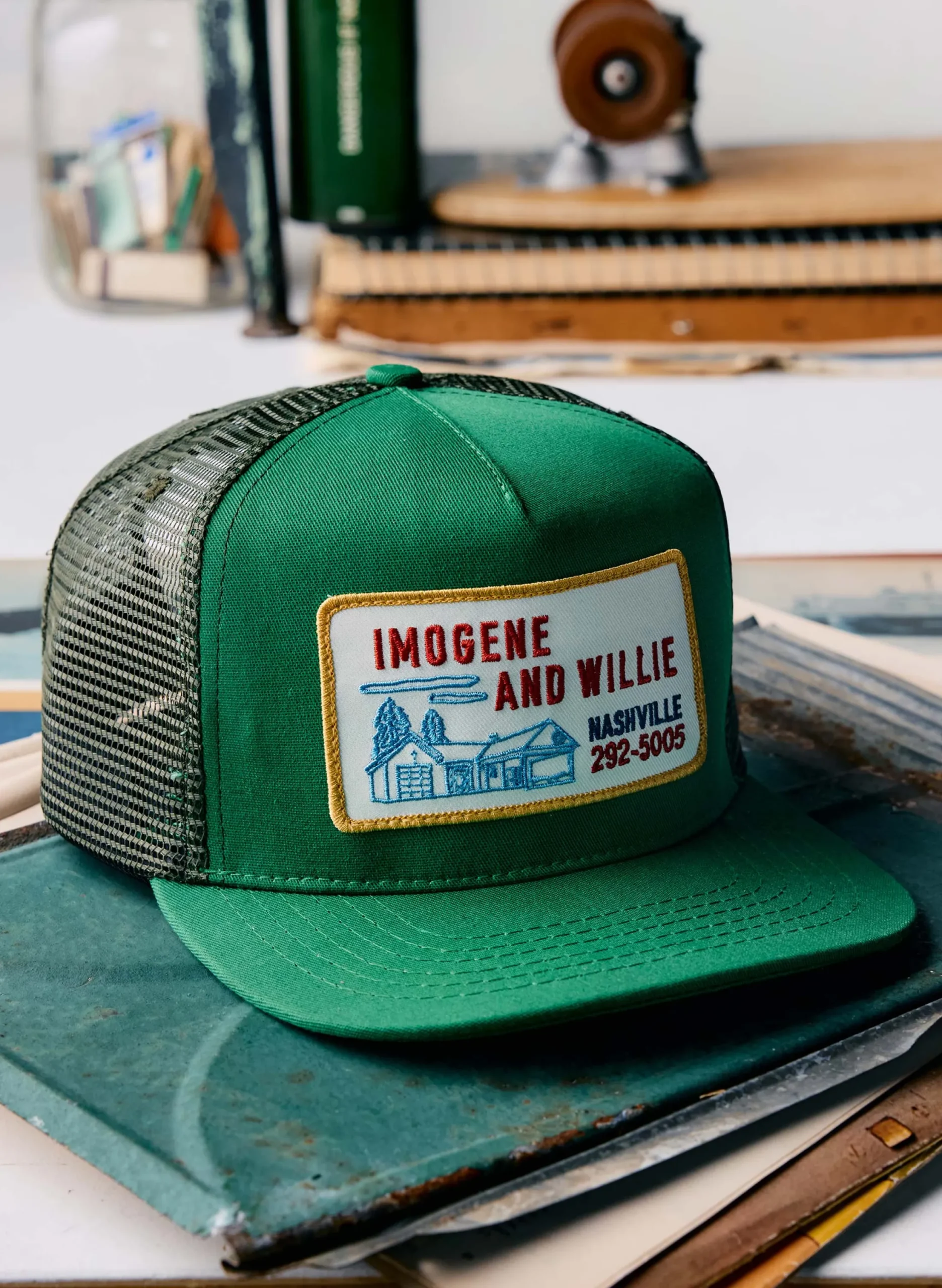 imogene + willie The "service Station" Trucker In Kelly Green|Women Accessories|Accessories
