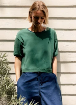 imogene + willie The S/s Ringer Sweatshirt In Fern|Women Knits & Sweaters