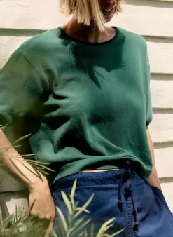 imogene + willie The S/s Ringer Sweatshirt In Fern|Women Knits & Sweaters