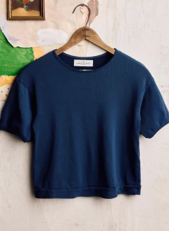 imogene + willie The S/s Ringer Sweatshirt In Navy|Women Knits & Sweaters