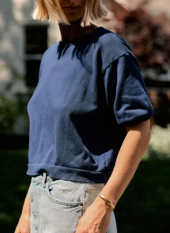 imogene + willie The S/s Ringer Sweatshirt In Navy|Women Knits & Sweaters