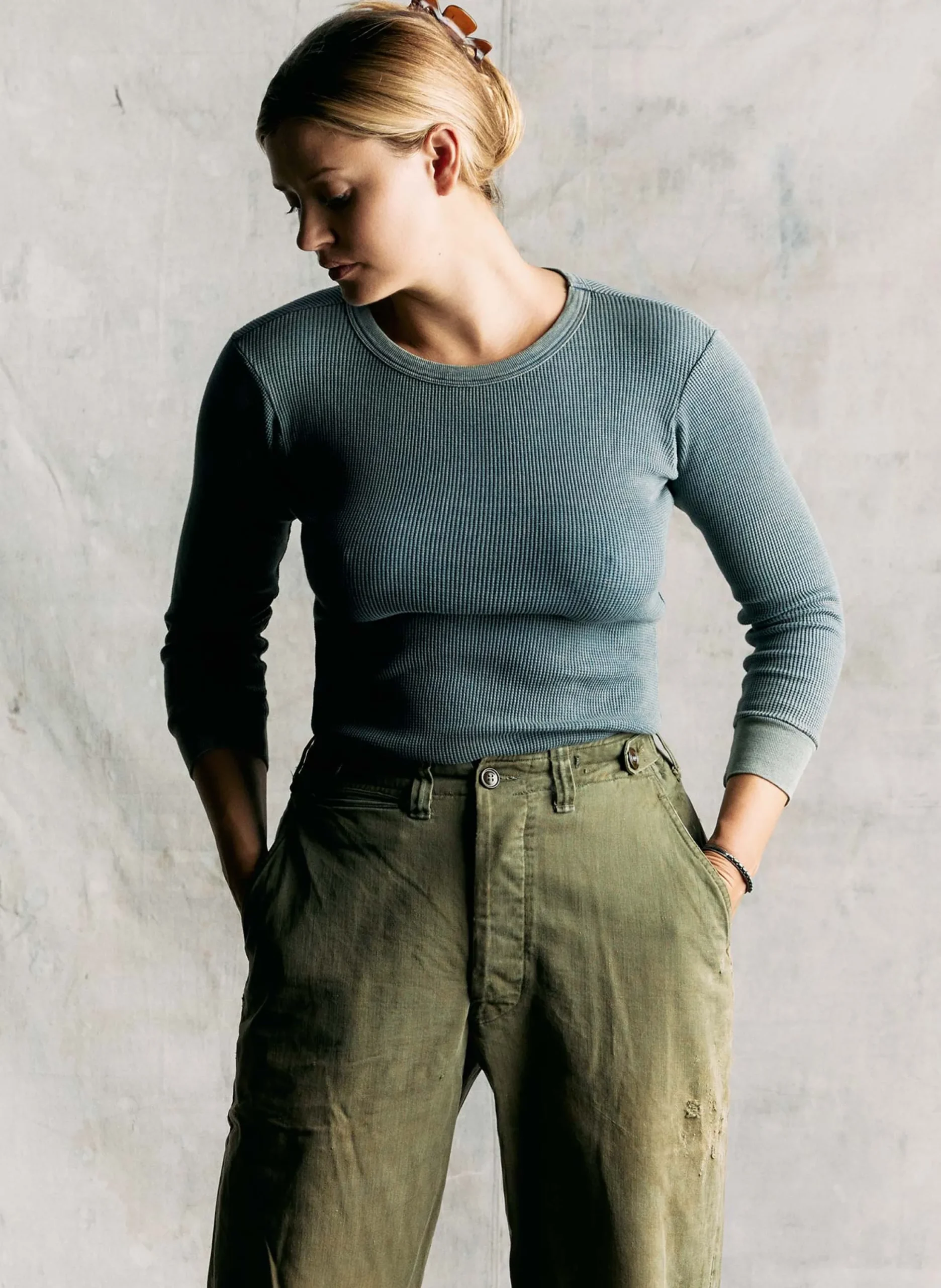 imogene + willie The Sunfaded Indigo Waffle Thermal|Women Knits & Sweaters