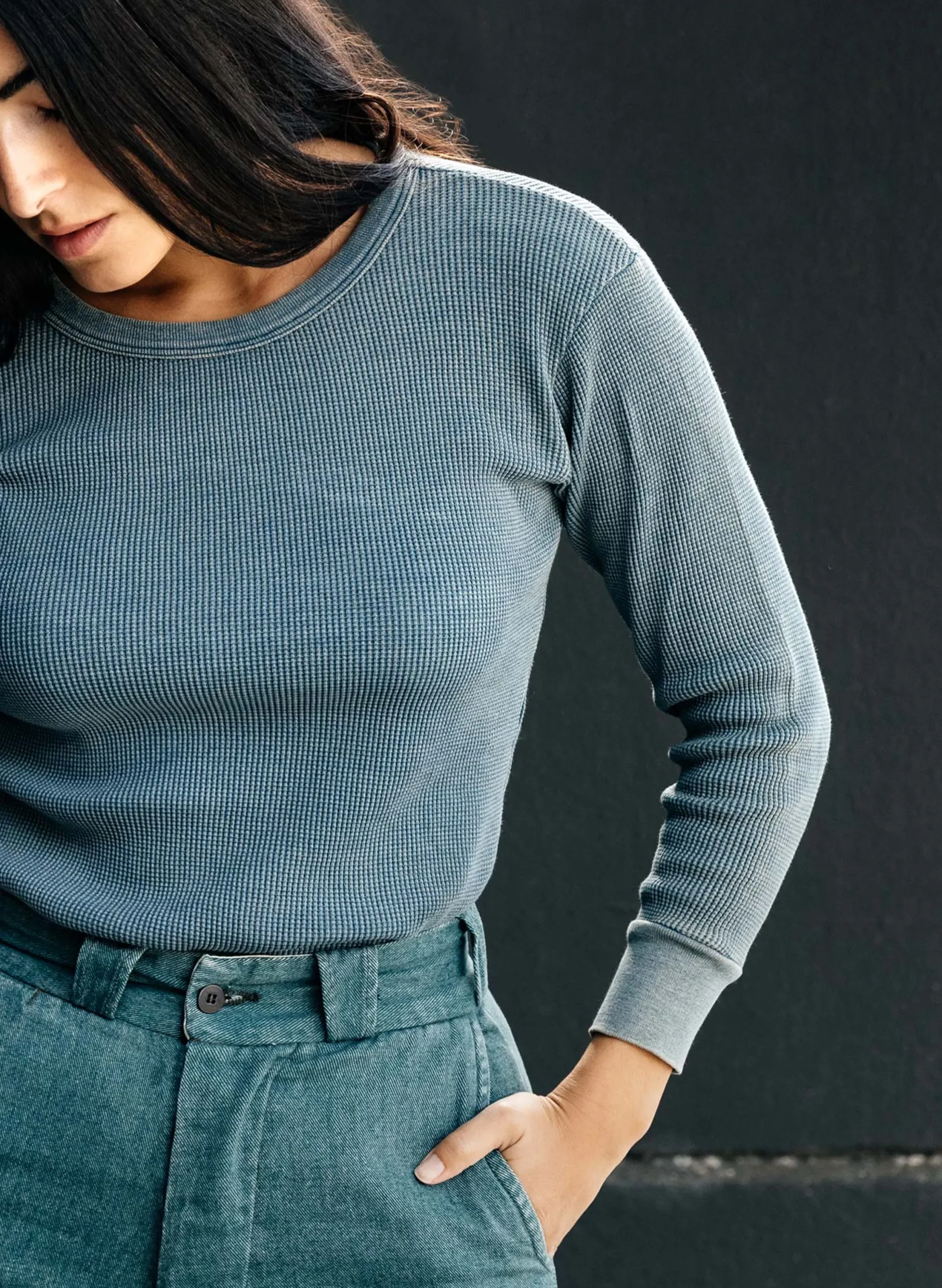 imogene + willie The Sunfaded Indigo Waffle Thermal|Women Knits & Sweaters