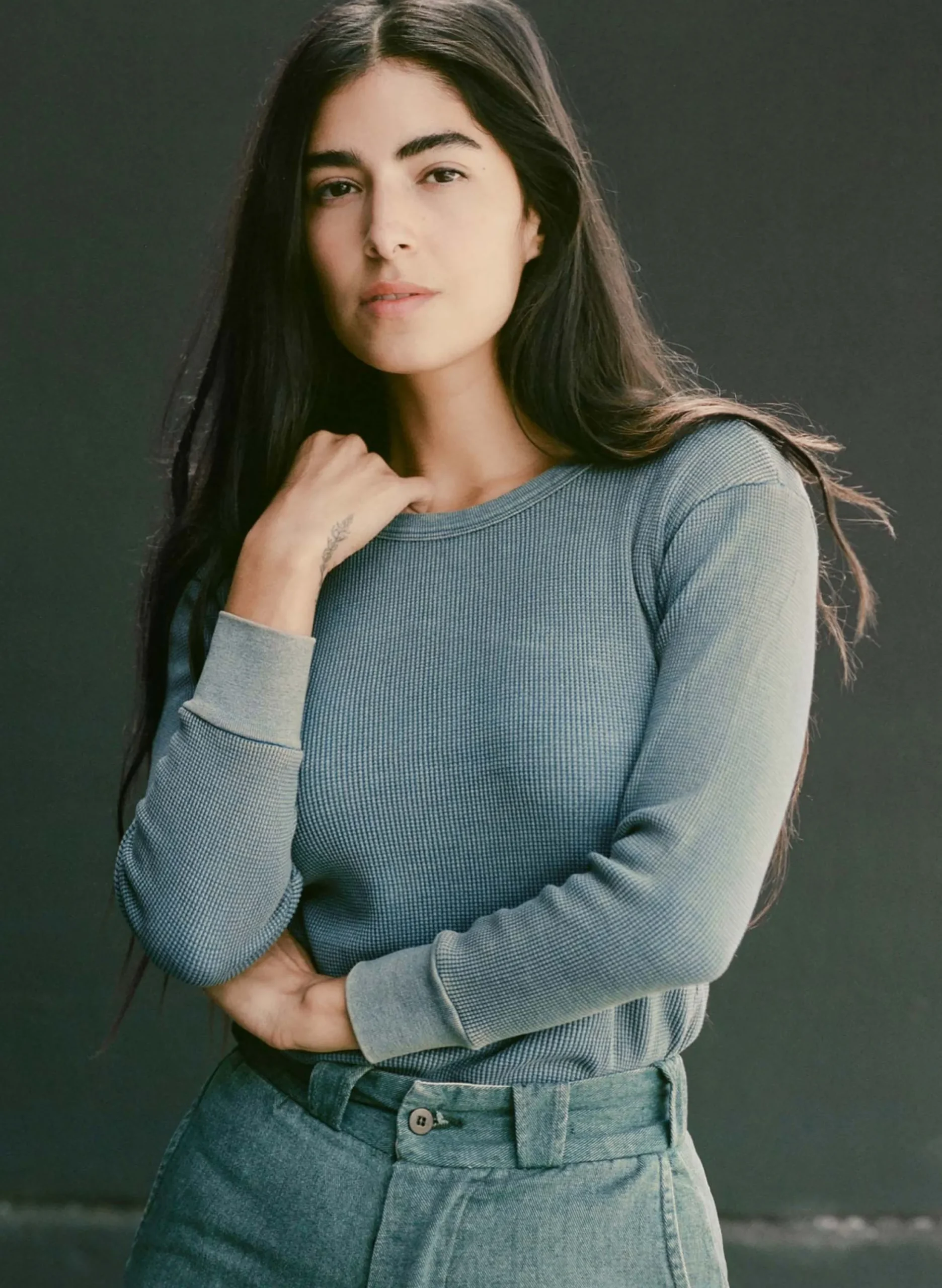 imogene + willie The Sunfaded Indigo Waffle Thermal|Women Knits & Sweaters