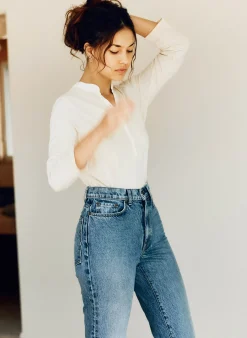 imogene + willie The Vintage Henley In White|Women Knits & Sweaters
