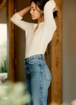 imogene + willie The Vintage Henley In White|Women Knits & Sweaters