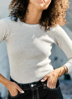 imogene + willie The Waffle Thermal Crew In Ash|Women Knits & Sweaters