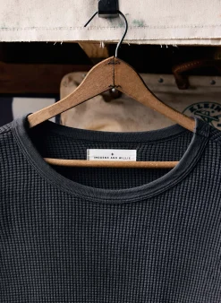 imogene + willie The Waffle Thermal Crew In Faded Black|Women Knits & Sweaters