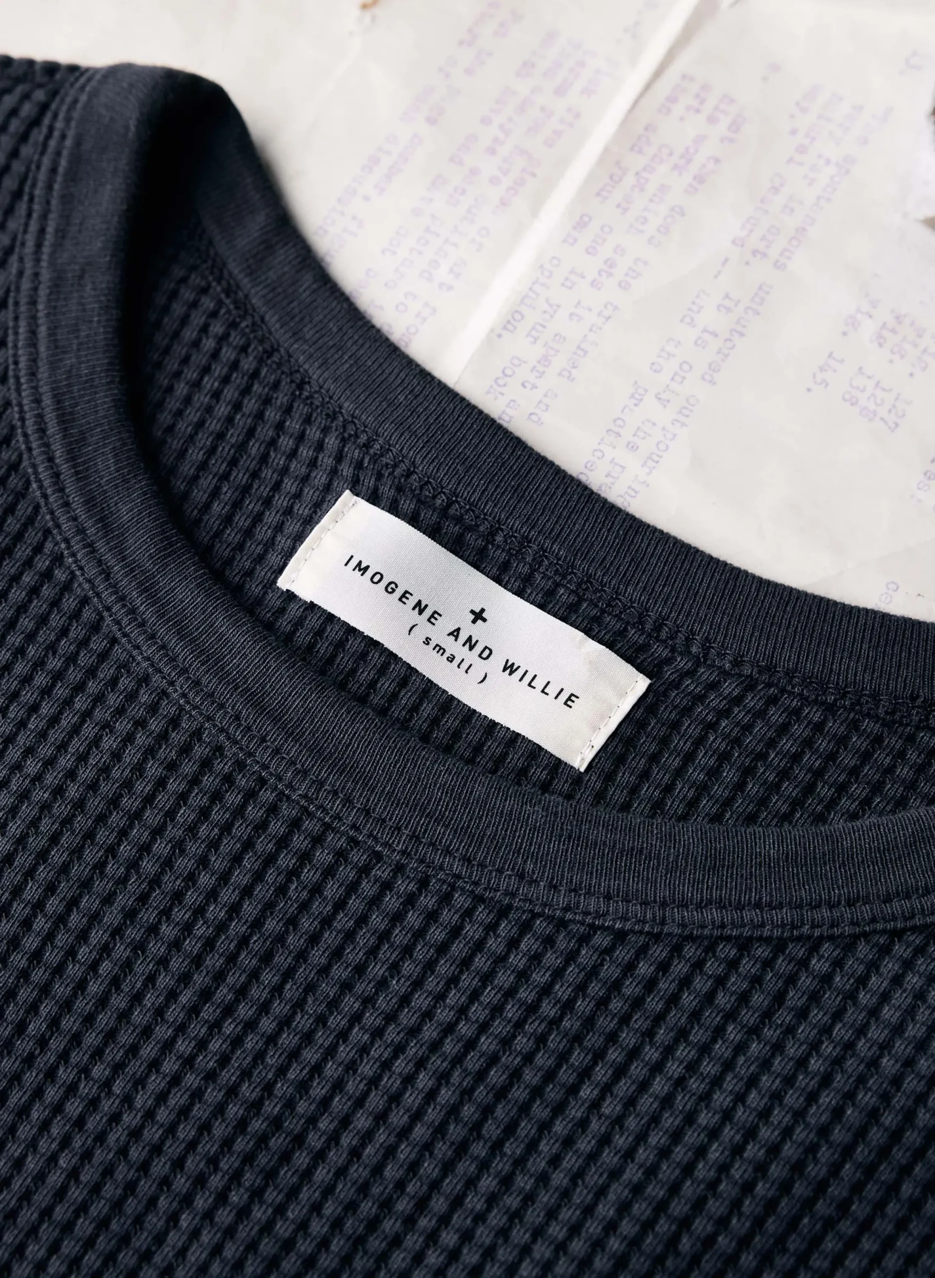 imogene + willie The Waffle Thermal Crew In Faded Black|Women Knits & Sweaters