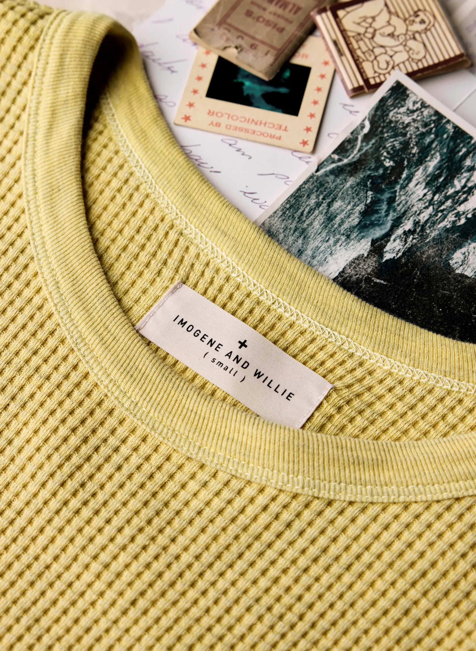 imogene + willie The Waffle Thermal Crew In Faded Yellow|Women Knits & Sweaters