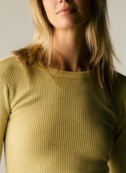 imogene + willie The Waffle Thermal Crew In Faded Yellow|Women Knits & Sweaters