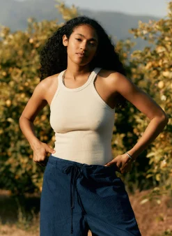 imogene + willie Vintage White Ribbed Racerback Tank|Women Tees + Tanks