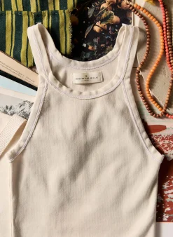 imogene + willie Vintage White Ribbed Racerback Tank|Women Tees + Tanks